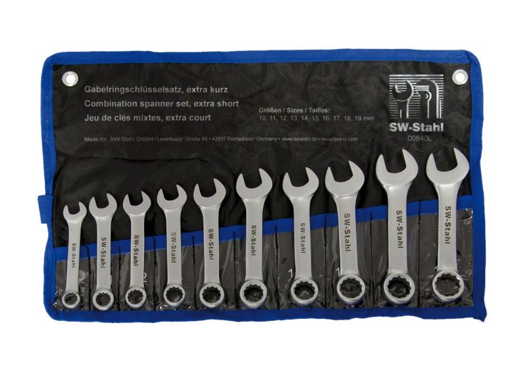SW-STAHL set ključeva kombiniranih 10-19 mm extra kratki 10 dijelni u platnenom etuiu 00840L