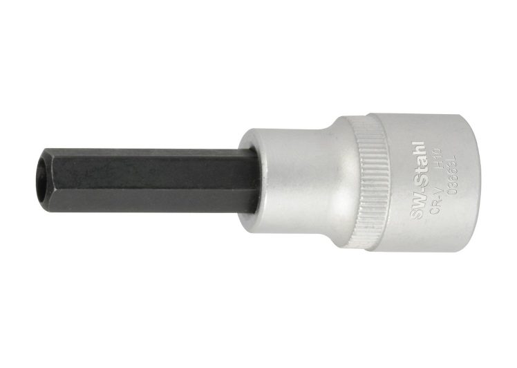 SW-STAHL ključ nasadni 1/2″ imbus 10mm sa rupom 7,5mm dubine 35mm dužine 75mm za de/montažu cr injektora PSA, MB 03663L