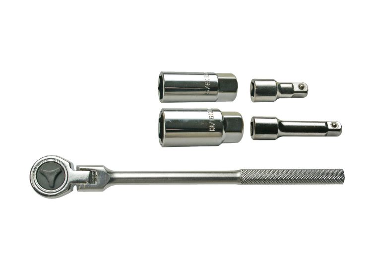 SW-STAHL ključ za svjećice 3/8″ 16+21mm račna zglobna i 2 produžetka 37,5+75mm, 5 dijelni 03710SB