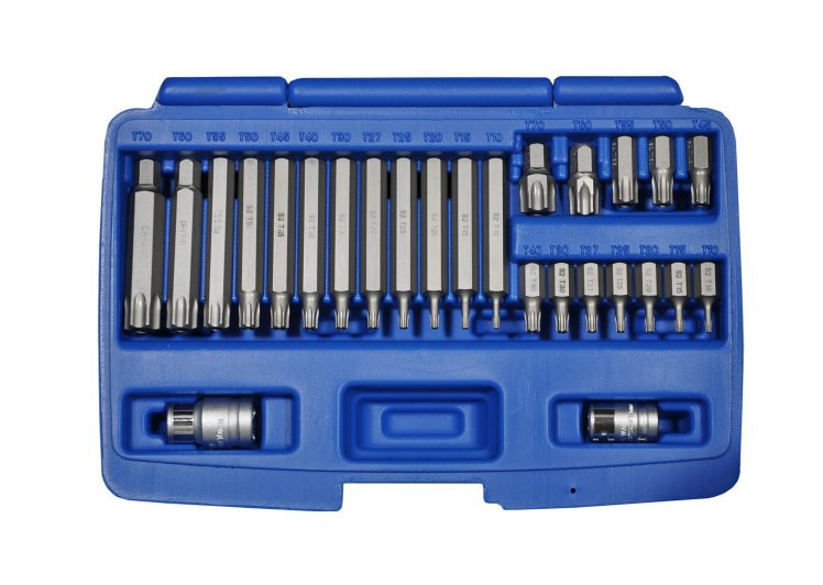SW-STAHL set bitova 3/8″+1/2″ torx s rupom t10-t70 kratki 30mm i dugi 75mm set 26 dijelni u koferu, 04480L