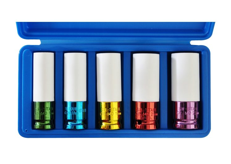 SW-STAHL ključ udarni 1/2″ 15-17-19-21-22mm set s plastičnom zaštitom za alu felge 07865L