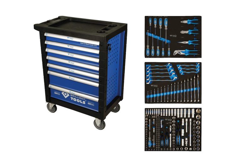 BRILLIANT TOOLS radionička kolica sa alatom, 3 popune, 7 ladica, 207 dijelova, BT153207