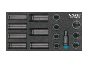 Set udarnih nasadnih ključeva u spužvastom umetku 15-dj. 163-463/15