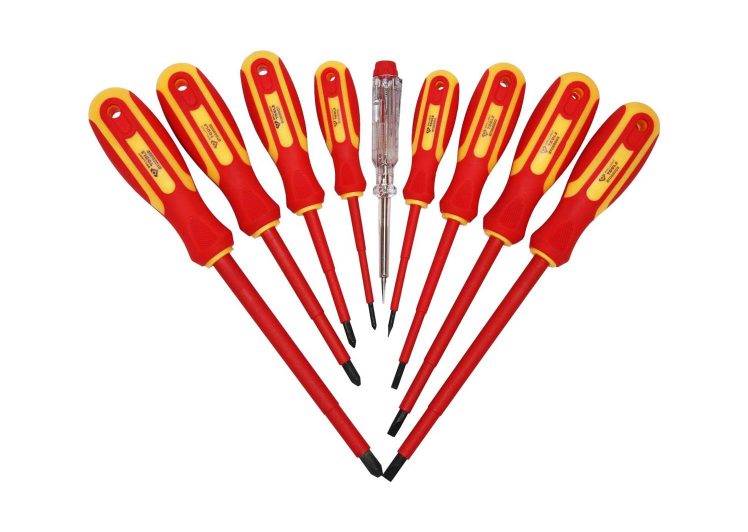 BRILLIANT TOOLS set odvijača električarskih ravni i križni 9 komada, BT068010
