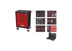 KS TOOLS radionička kolica sa 7 ladica i 598 premium alata ecoline crna/crvena – 897.7598