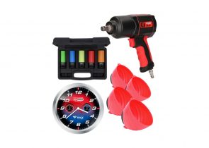KS Set Alata Pneumatski Pištolj 1/2″ 1600 Nm, 4x Magnetska Posuda, 4x Nasadni Udarni Ključevi za Alu Felge 15-22 mm, Zidni Sat (515.1205)
