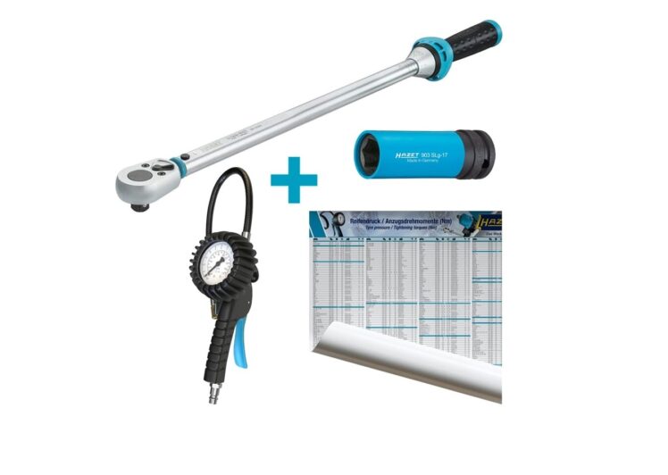 Hazet moment ključ 60 – 320 Nm, manometar 0-12 bar/0-174 psi, nasadni ključ 1/2″ 17 mm