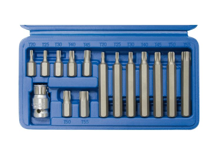 SW-STAHL set nastavaka 1/2″ torx bitovi s adapterom t20-t55 30mm kratki i 75mmdugi 15 dj.04420l