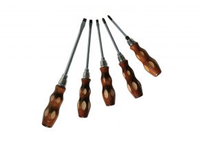 SW-STAHL set odvijača s drvenom drškom, tri ravna i dva križna, 30800L