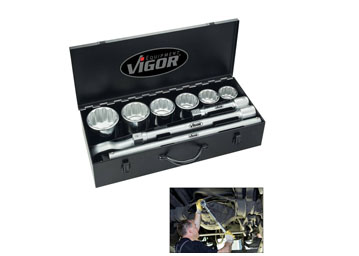 VIGOR set nasadnih ključeva u metalnoj kutiji 1″ 12 kutni 50-80mm V3278