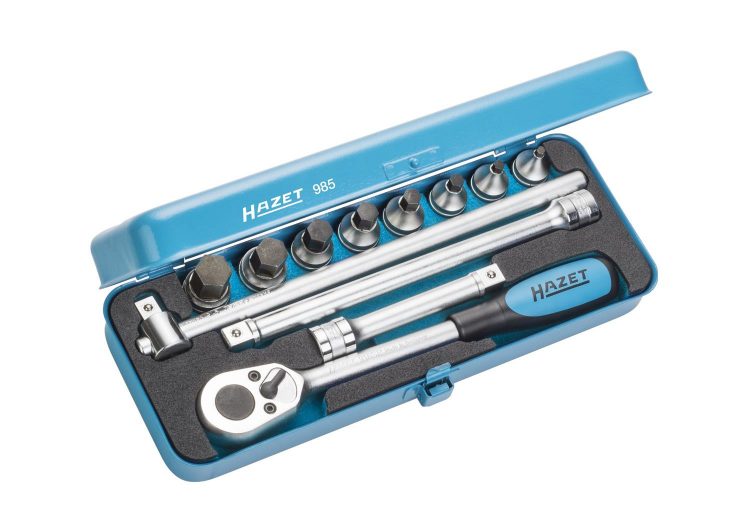 Set nasadnih ključeva račnom i produžetcima 12-dj. 985