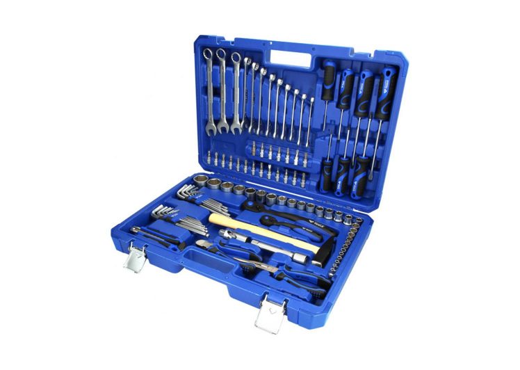 BRILLIANT TOOLS set nasadnih ključeva 1/4″ 1/2″ kombinirani ključevi, odvijači, imbusi, račna, produžetci, kliješta, čekić u koferu 95-dj. – BT024095